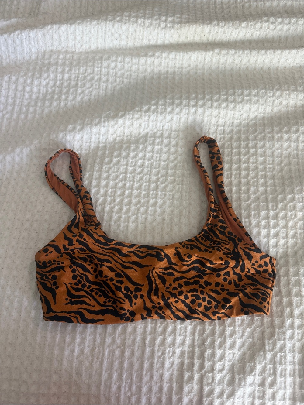 Animal Print Scoop Bralette - Rust/Black